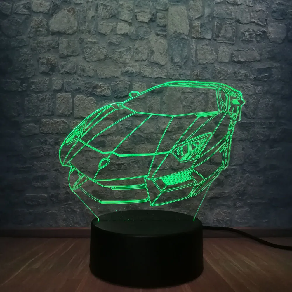 Гоночный автомобиль 3D светодиодный светильник Luminarias USB многоцветный атмосферный