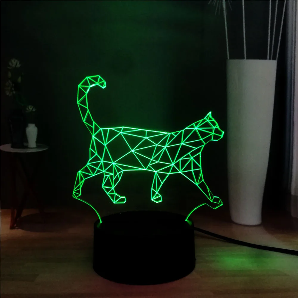 Новый иллюзия 3D ходьба ленивый кот 7 цветов Изменение светодиодный RGB DEC