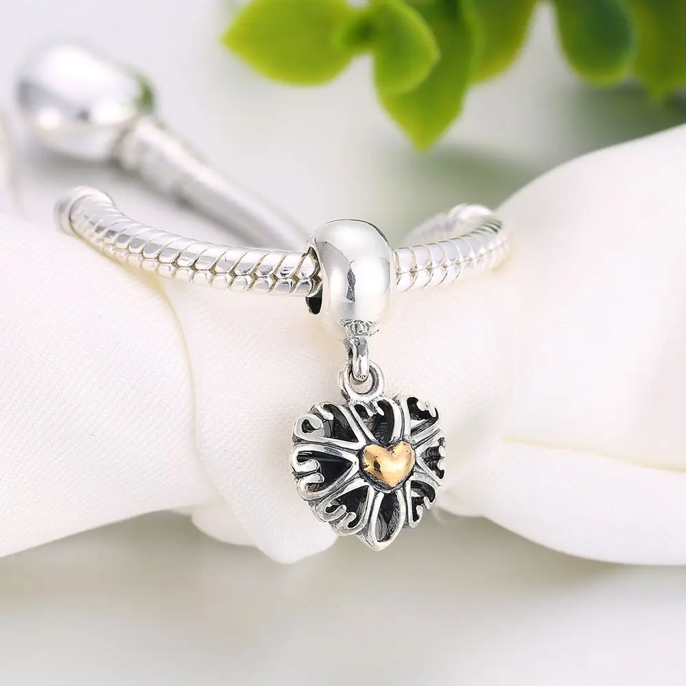 WAYA Fine Jewelry 925 Sterling Silver Charm Openwork Hearts Charms European Fit Bracelet &amp Bangle DIY Accessories | Украшения и