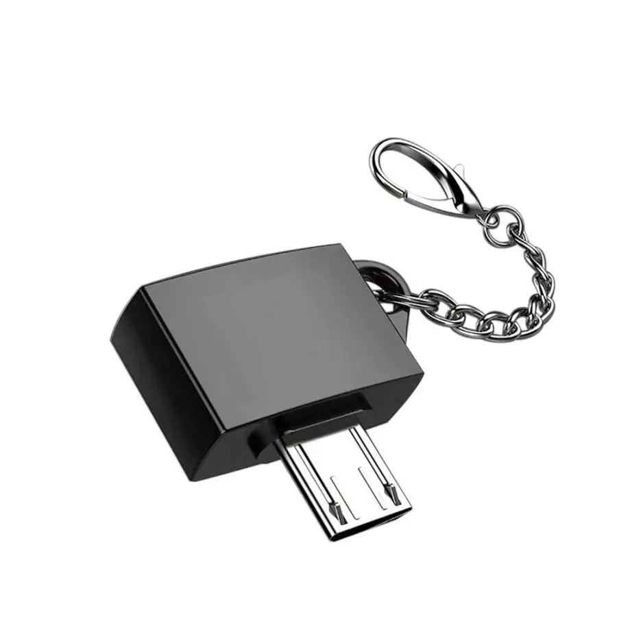 Металлический Micro USB папа к 2 0 Женский Адаптер конвертера OTG с брелоком Аксессуары