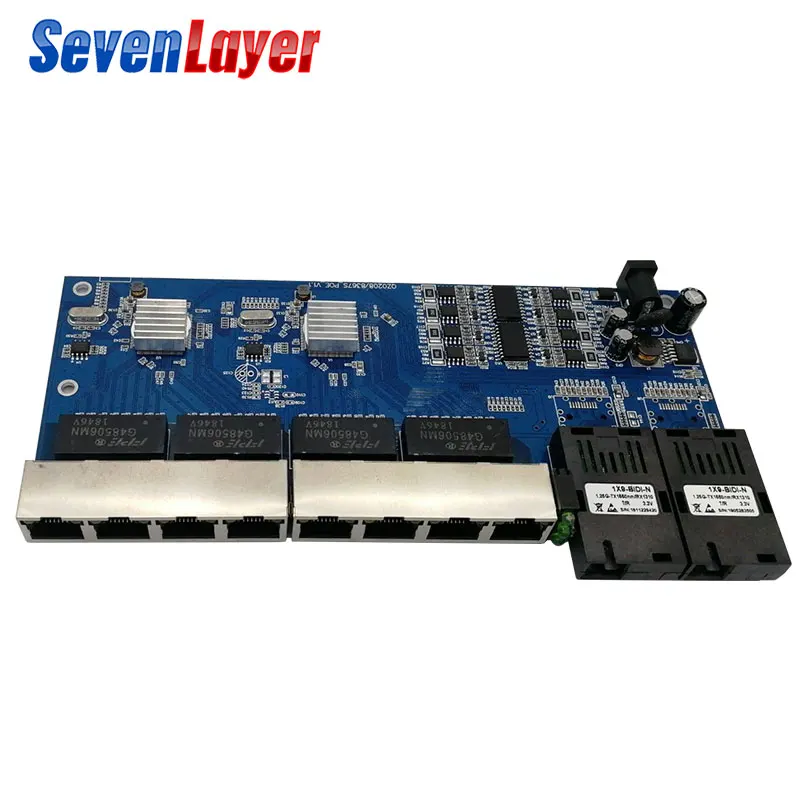 Reverse POE switch 8 RJ45 2 SC fiber Gigabit Ethernet switch media converter Fiber Optical UTP Port 10/100/1000M PCBA