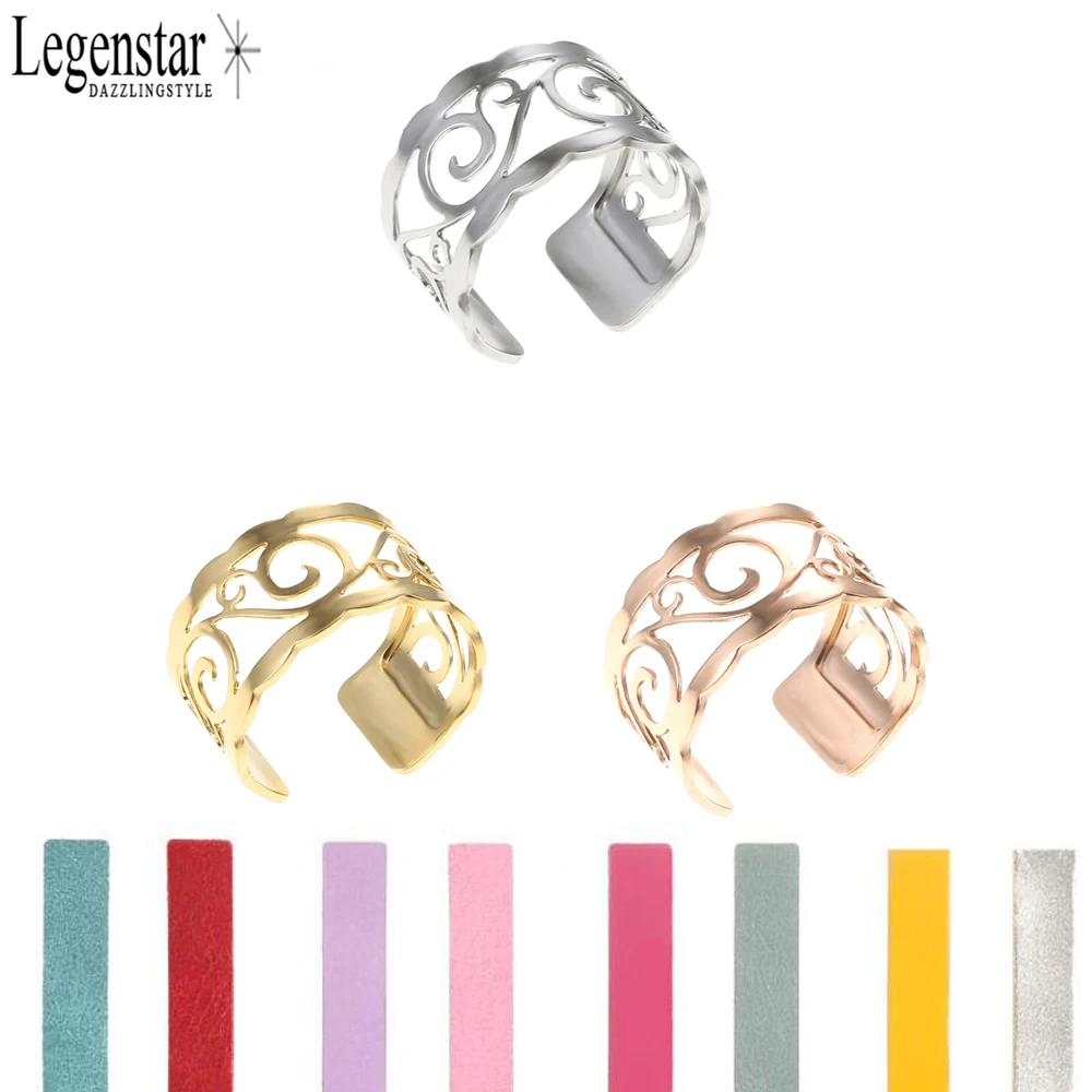 Legenstar безразмерное кольцо на палец для женщин взаимозаменяемые кожаные Bijoux Homme стиль регулируемое кольцо ювелирные изделия из нержавеющей стали