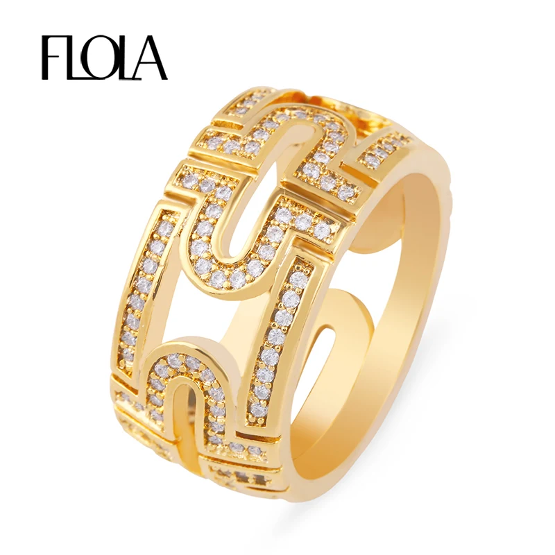 Женское кольцо с инкрустированным цирконием FLOLA желтое золото обручальное u