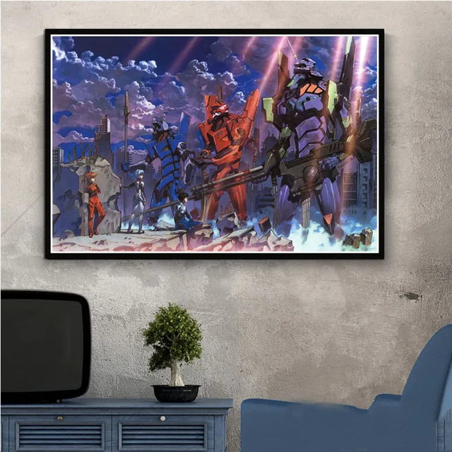 BO xianru550-05 Настенный художественный холст HD принты картины неоновый Genesis Evangelion скандинавский стиль Япония картина в стиле аниме домашний декор модульный Плакат Детская комната - Цвет: BO xianru550-05