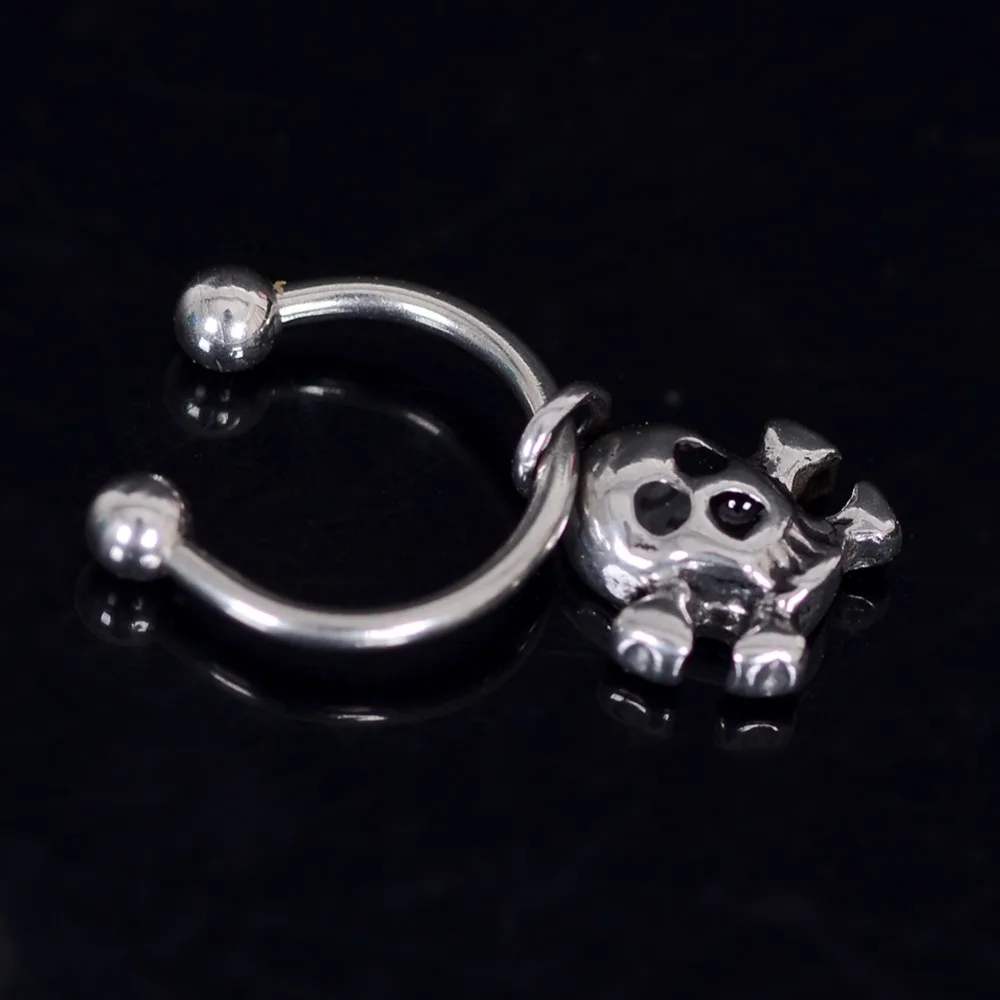 

Halloween (1 pcs) 18g Stainless Steel Skull Skeleton Head Nose Rings Cartilage Tragus Nails Bar Lip Stud Piercings Body Jewelry