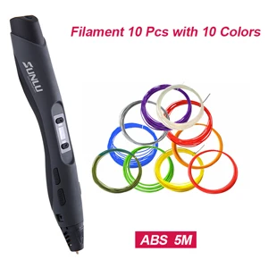 Gray-10pcs-ABS-5M 3D ручка печать SL-300A Интеллектуальный 100 м 20 шт ABS низкой температуры 3D ручки нити DIY живопись игрушки Рисунок подарок - Цвет: Gray-10pcs-ABS-5M