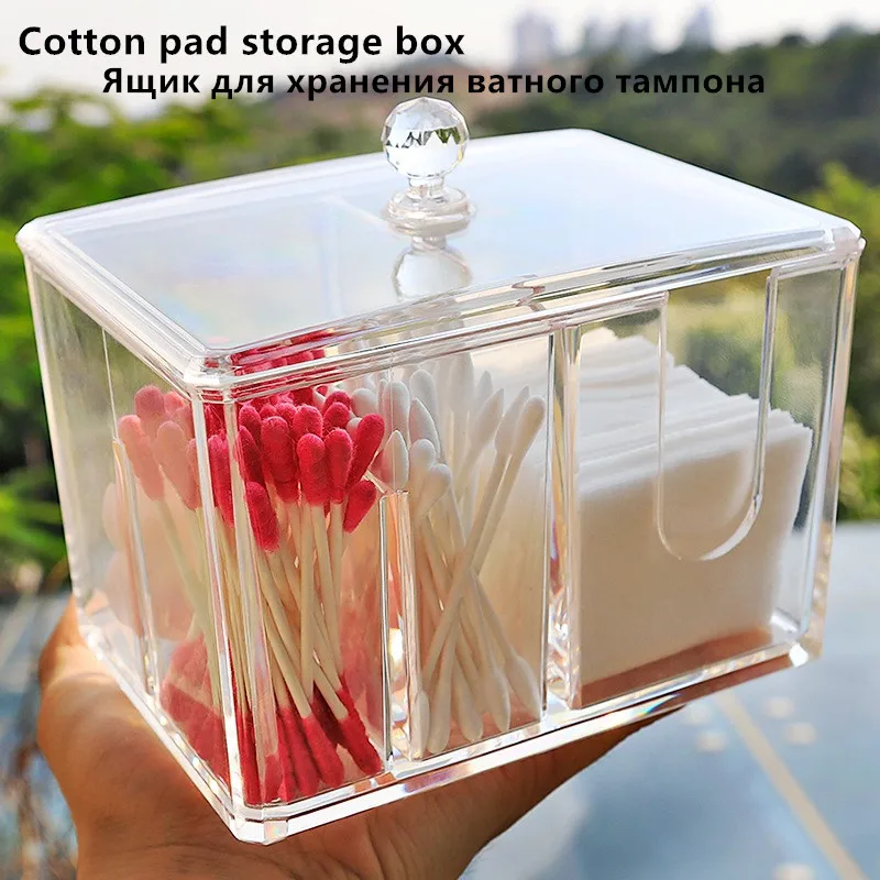 

1/Piece Nail cotton swab storage box, desktop dustproof cosmetics simple transparent cotton pad