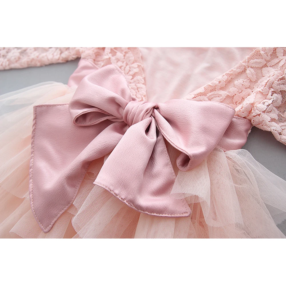 Babyinstar Baby Girls Princess Dress 2019 Full Sleeve Kids Lace Patchwork Mesh Party Toddler Big Bow Dresses for | Детская одежда и