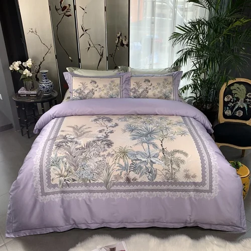 bedding set 4 Птица растение принт 800TC Египетский хлопок шелковистый Duver Покрывало Постельное белье роскошный комплект постельного белья queen King размер простыня комплект подушки shams - Цвет: bedding set 4