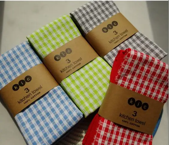 Новые идеальные домашние тканевые вафельные плетеные кухонные полотенца (три