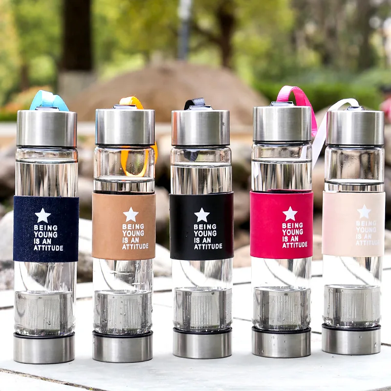 10 шт./лот 450 мл бутылка для воды в деловом стиле стеклянная с ситечком заваривания