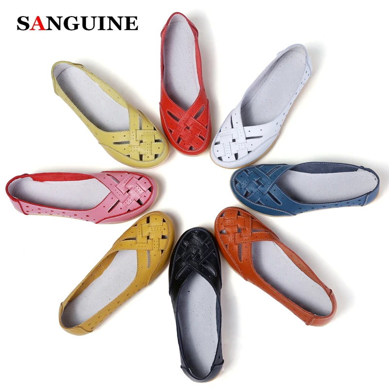 2019 модные женские туфли на плоской подошве большой размер кожаные с перфорацией