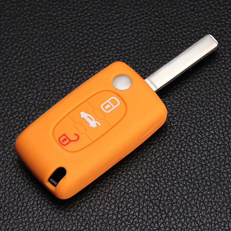 Автомобильный силиконовый чехол для ключей с 3 кнопками Peugeot 206 207 307 308 407 408 Citroen C2 C3