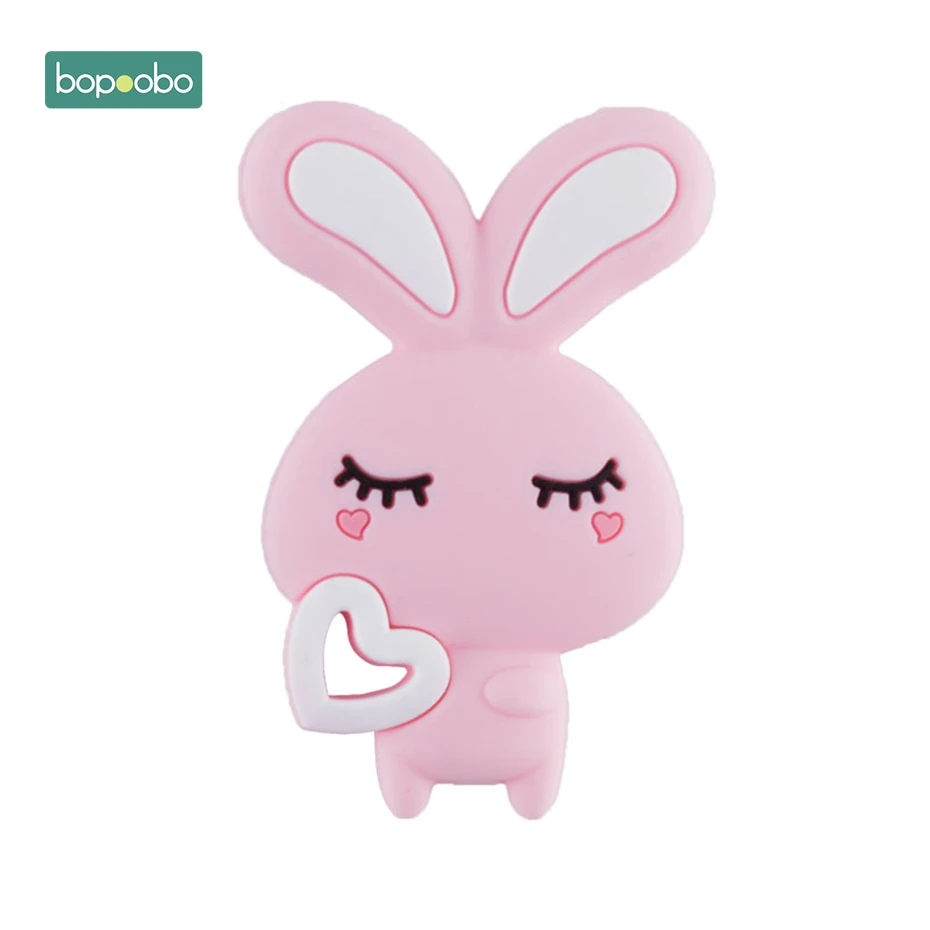 Pink Rogue rabbit Bopobo 1 шт. DIY Стартовые наборы Детские кусачки игрушки мультфильм изгой кролик укрепление зубной тренировки Силиконовые Прорезыватели кулон в виде животного - Цвет: Pink Rogue rabbit
