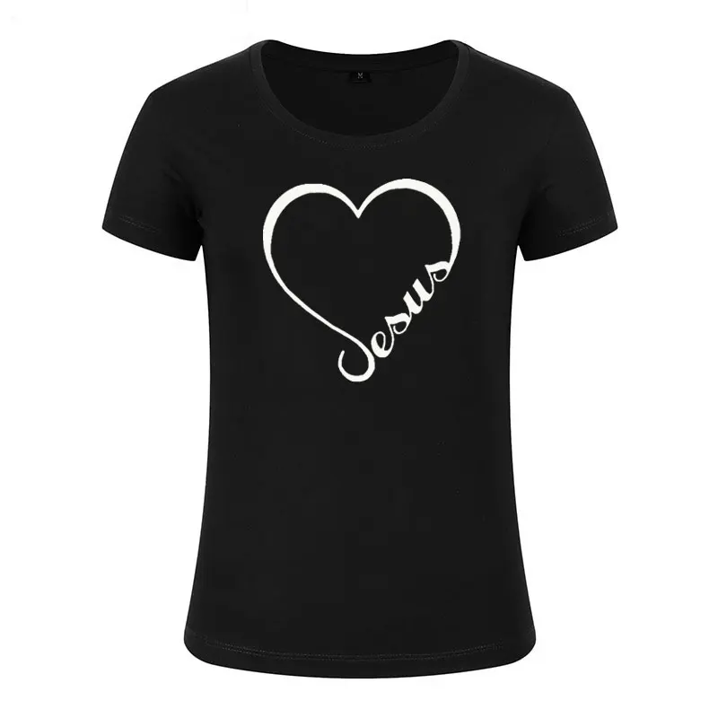 2019 любящее сердце Вера в Иисуса футболка Для женщин короткий рукав забавные