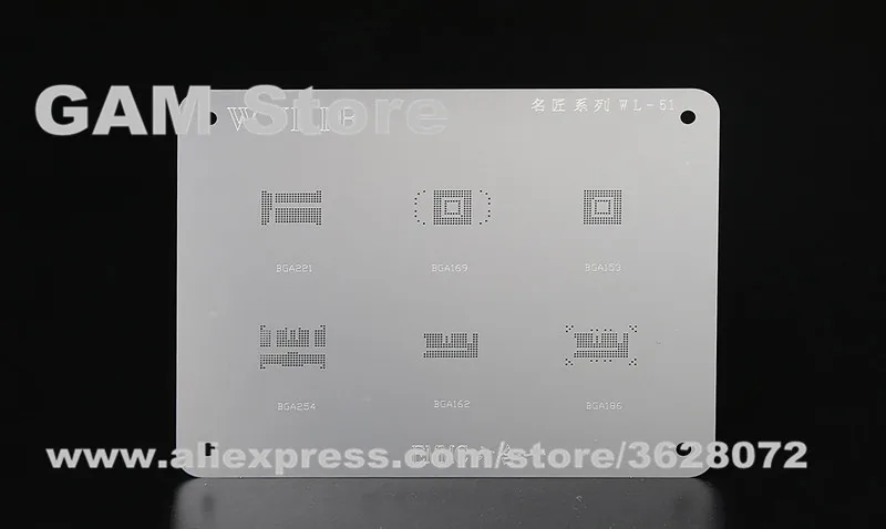 

For EMMC BGA221 153 169 254 162 186 BGA Stencil Reballing IC Pin Direct Heating Template Thickening Tin Plant Steel Anti Drum-up