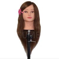 100 human hair mannequins head 18inch training head with brown hair head styling professional female hairdresser mannequin head