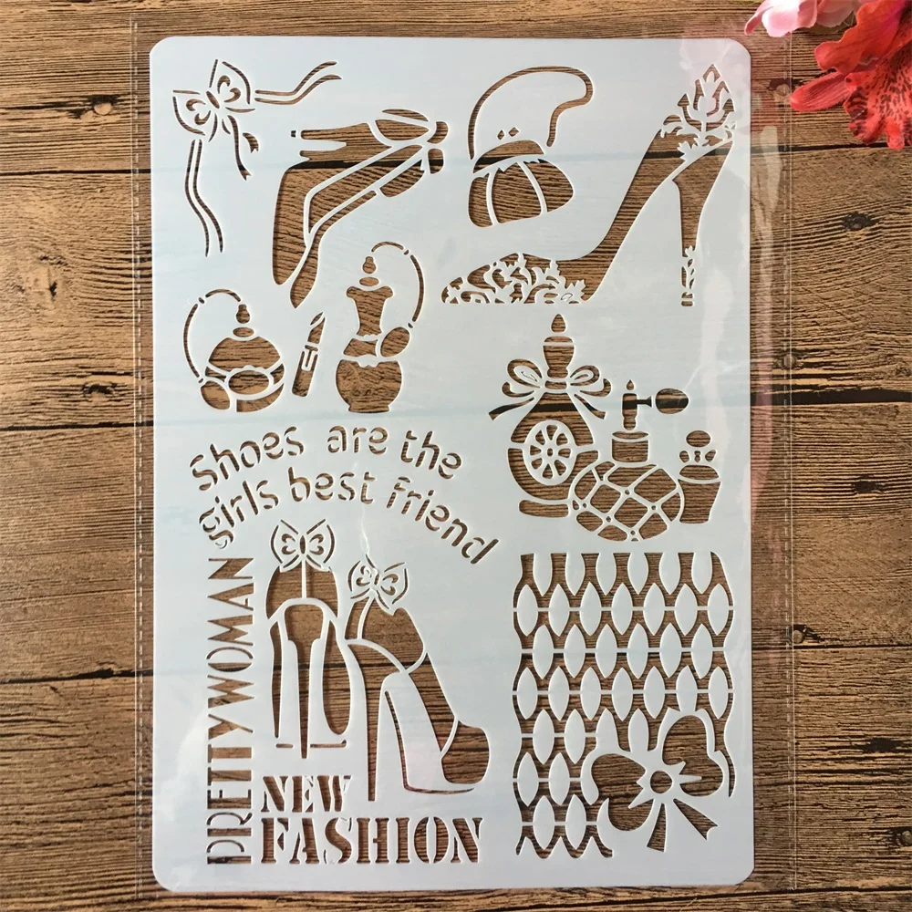 Модные женские туфли формата A4 трафареты для творчества и рисунок альбом