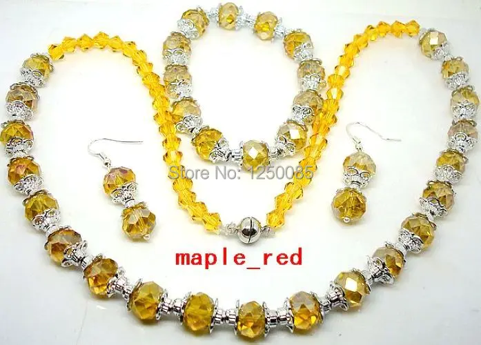 Красивый цветок разделитель граненые хрустальные бусы ожерелье браслет серьги