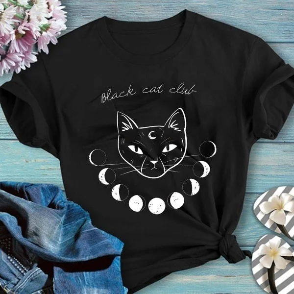 Сейлор Мун черная кошка футболка для женщин kawaii унисекс гранж Хлопок Мода готический Забавный tumblr camisetas Эстетическая графическая футболка