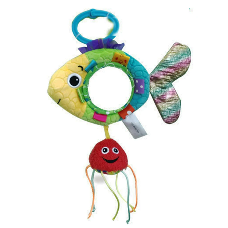 Плюшевая погремушка для малышей игрушки рыбы с защитным зеркалом детская