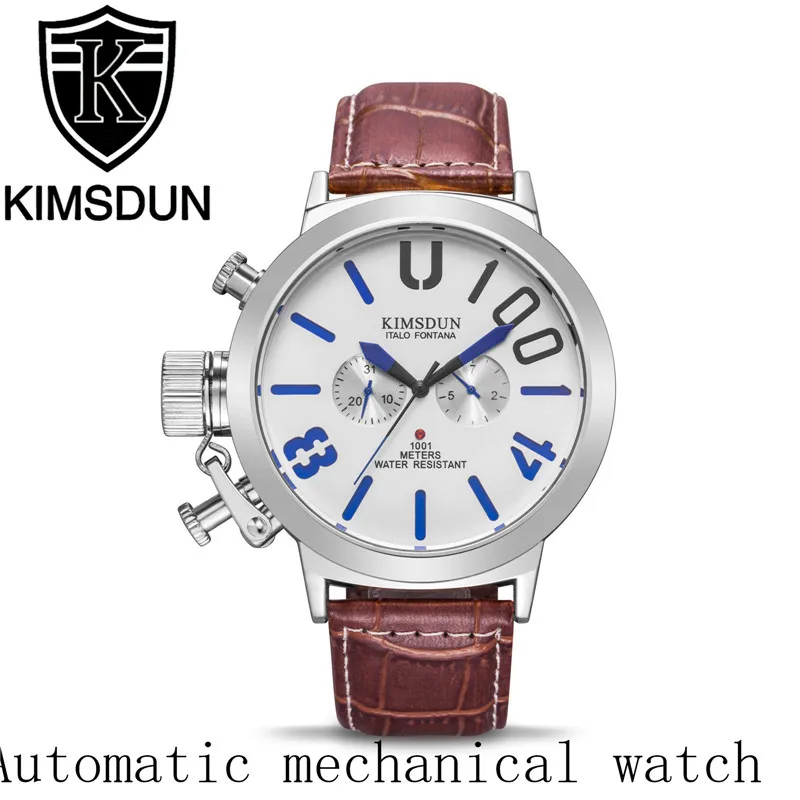 KIMSDUN Роскошные Брендовые мужские часы Nesun автоматические механические часы для мужчин relogio masculino ремешок из натуральной кожи мужские часы K-923D