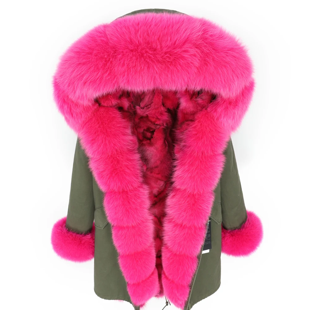

MaoMaoKong2020 new fox fur lining Fox fur collar Winter wild women park jacket Long women's coat clothes