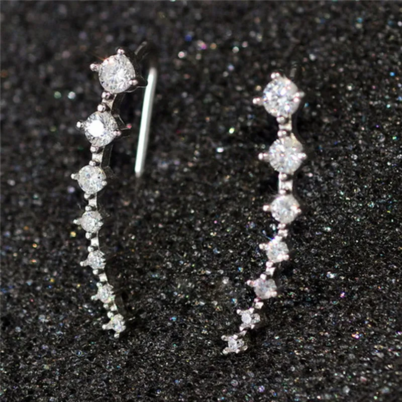 New Fashion Charm Women's Stud Earrings Jewelry Classic Long Rhinestone Geometric Curve Crystal with Stone Brincos | Украшения и