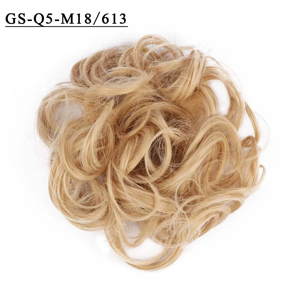 GS-Q5-M18-613 Красота кудрявые шиньон Женские синтетические волосы булочка для наращивания резинка 613# блонд волосы булочки термостойкие волокна GS-Q5 - Цвет: GS-Q5-M18-613