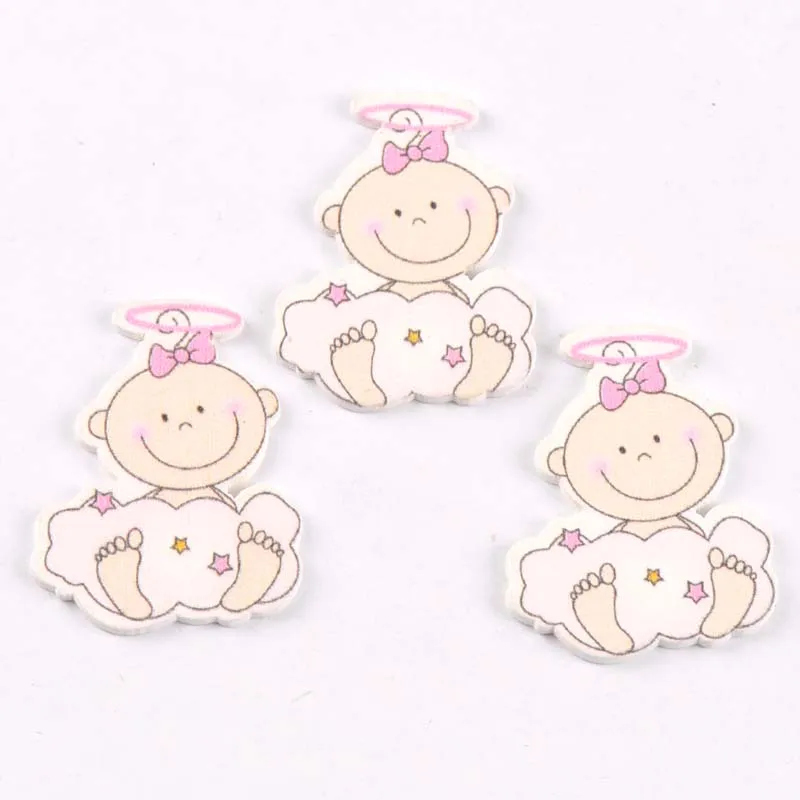 Не требующие отверстия в ухе синий/розовый Детские Ангел живопись деревянные