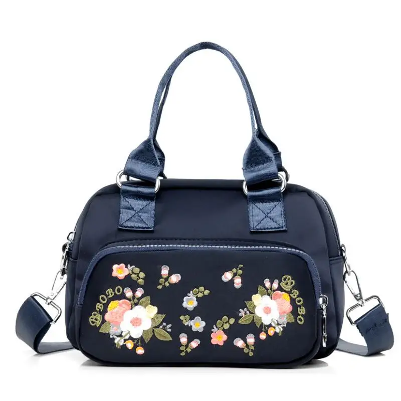 Navy blue Женская сумка через плечо с верхней ручкой, дизайнерская сумка от известного бренда, нейлоновая Женская Повседневная сумка для покупок с вышивкой, сумка через плечо, сумки-мессенджеры - Цвет: Navy blue