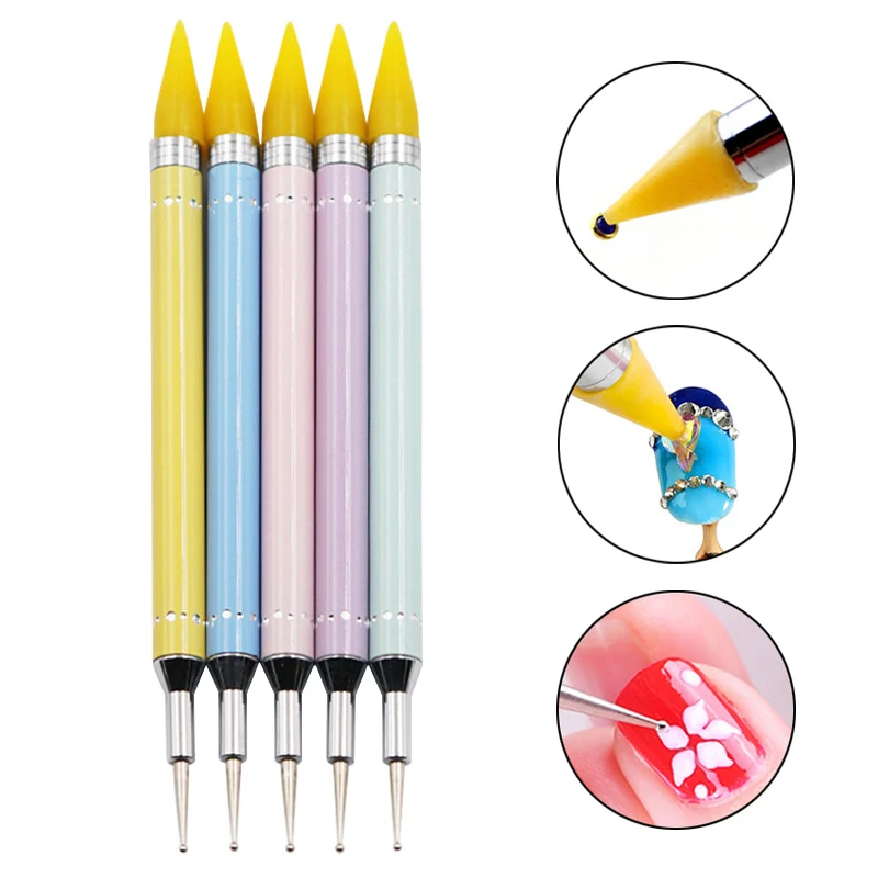 Dual-Ended Nail Art Dotting Pen Metal Handle Crystal Beads Picker Remover Manicure Tool 88 | Красота и здоровье