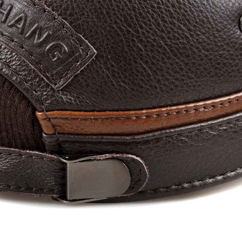 

RY0111 Men Winter Genuine Leather Two-Tone Baseball Caps Sombrero Cushion Warm Relaxed Gorro Hombre Thick Ftted Hats For Man