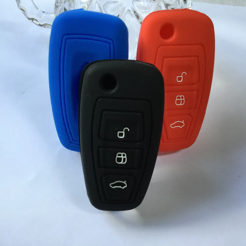 Силиконовый чехол книжка с 3 кнопками для Ford ECOSPORT Fiesta FOCUS Mondeo Galaxy CMAX S Max Kuga|key fob