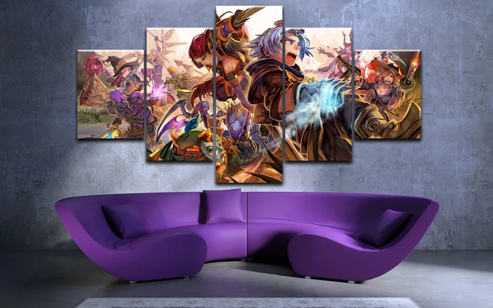 Домашний декор холст печатная настенная Модульная картина 5 шт. Лига Легенд игра