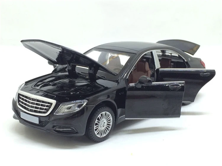 Черный 1/32 Maybach S600 литая под давлением металлическая модель автомобиля, игрушечный имитирующий автомобиль, светильник с музыкой, 6 дверей, можно открыть, подарки для детей - Цвет: Черный