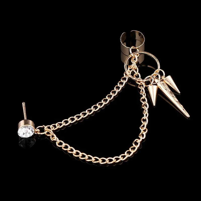 Серьги в стиле панк заклепки кисточки серьги каффы инкрустированные