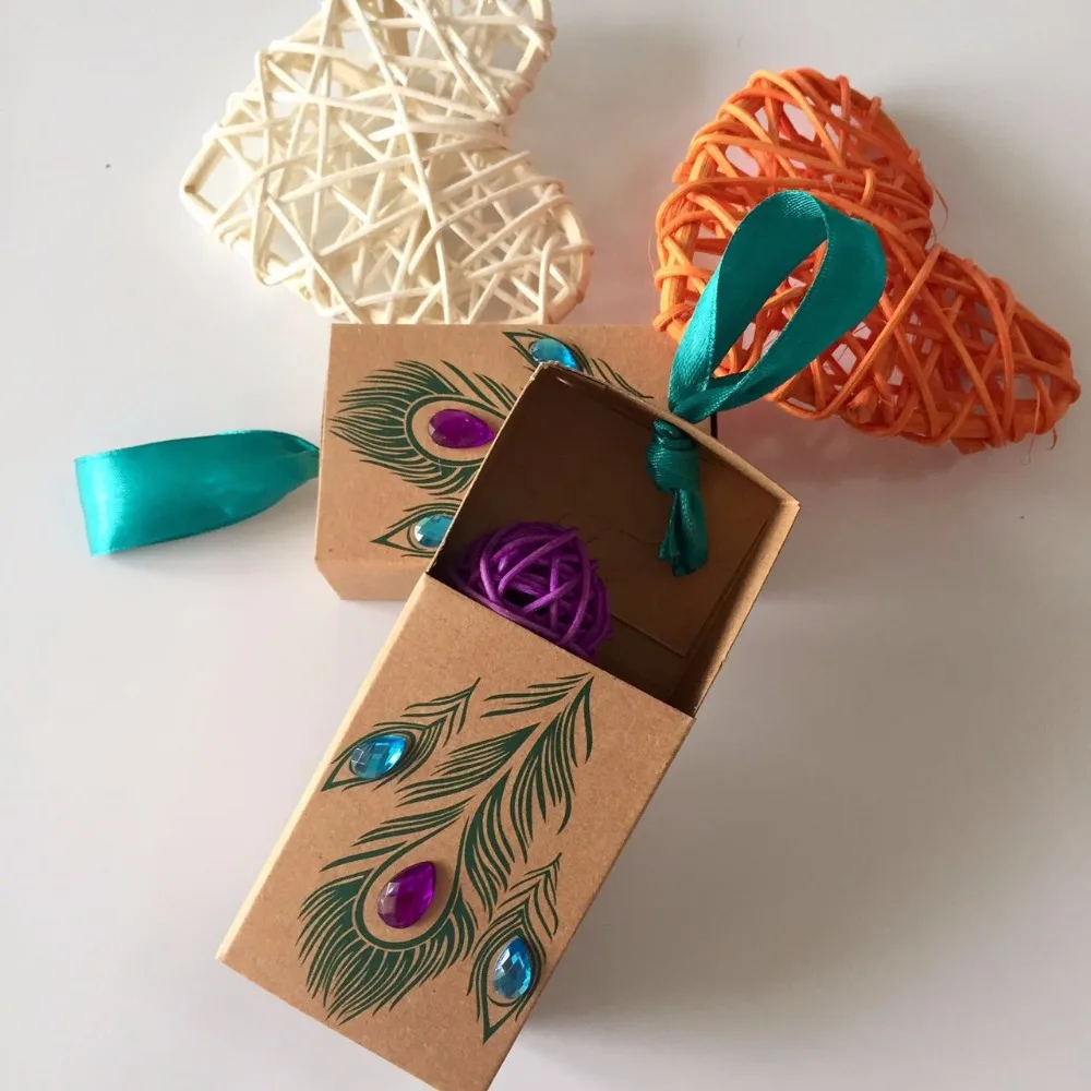 25 шт./упак. DIY Павлин перо конфеты коробки ящик дизайн Свадьба Дети День рождения