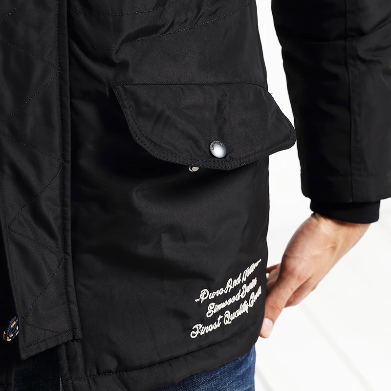 SIMWOOD бренд 2018 Новый Зимние куртки погон мужчин знак шаблон парки модная уличная