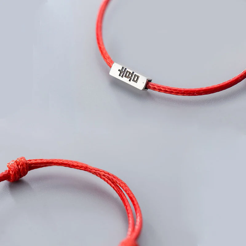 La MaxZa 925 пробы серебряные свадебные китайские классические черные красные веревочные браслеты с красной нитью, ювелирные браслеты для женщин