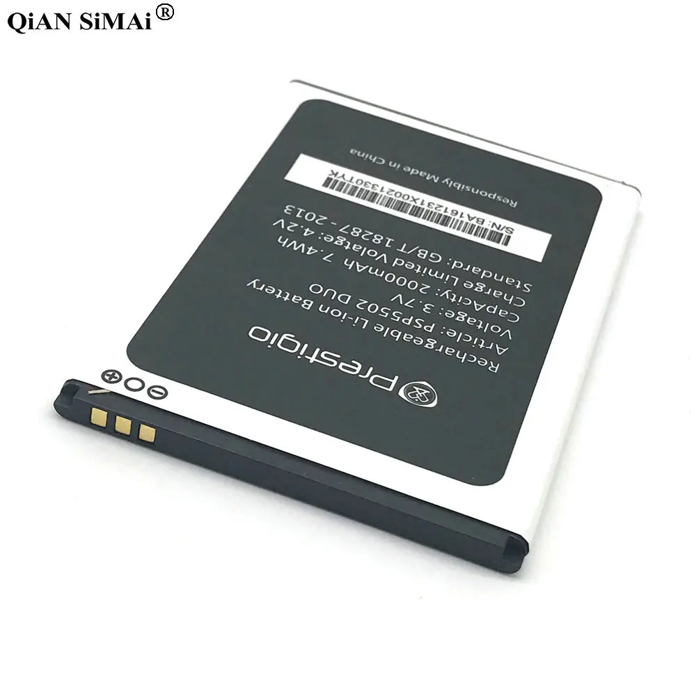 Новый высококачественный аккумулятор 2000 мАч для телефона Prestigio Muze A5 PSP5502 DUO Wize N3