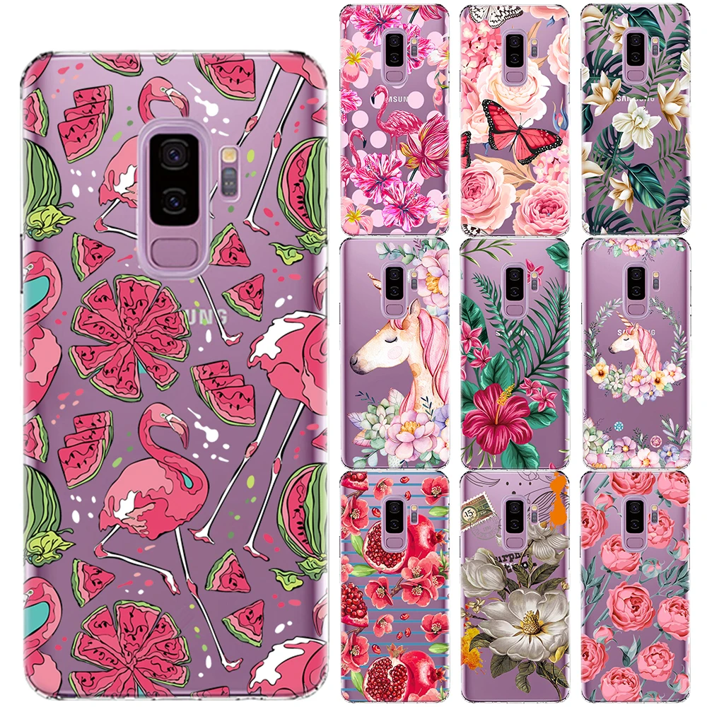 Мягкий чехол из ТПУ с изображением цветов и листьев единорога для Samsung Galaxy S5 Mini S6 S7