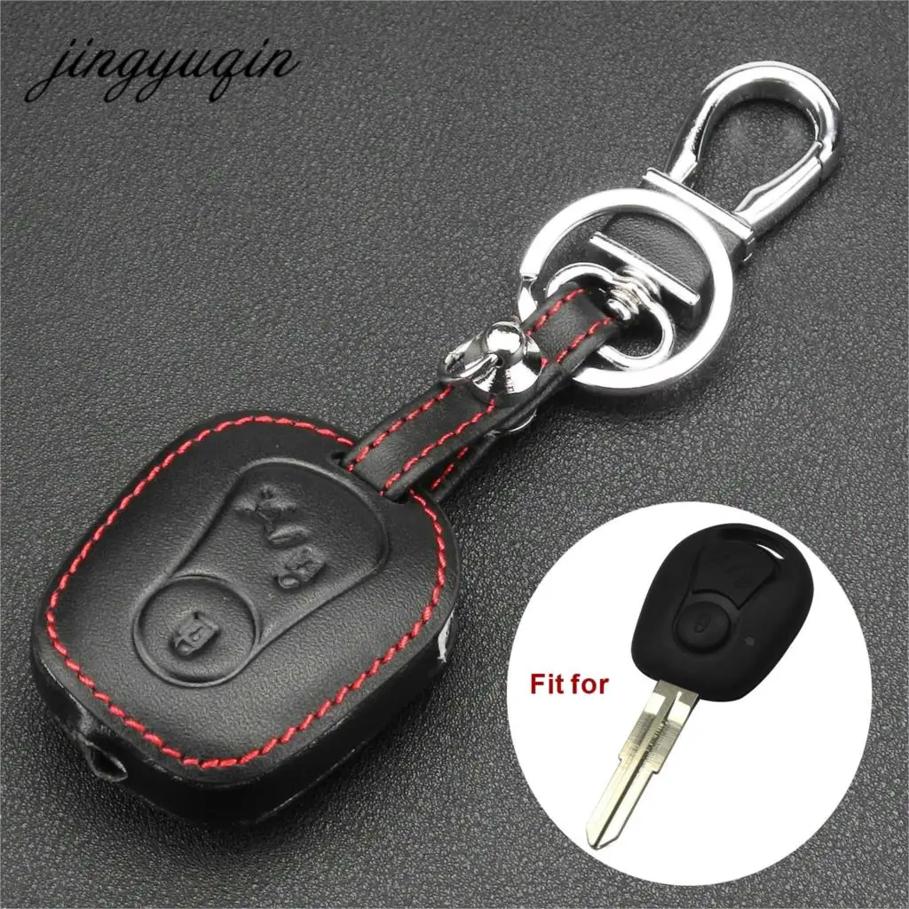 Jingyuqin кожаный чехол для Ssangyong Actyon Kyron Rexton 2 кнопки дистанционного ключа чехол защитный держатель