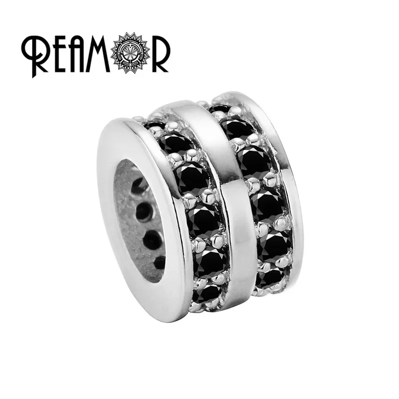 Platinum1 REAMOR 2 ряда микро инкрустация черный циркон основные круглые бусины Металлические DIY разделитель медные бусины для изготовления ювелирных изделий браслет аксессуары - Цвет: Platinum1