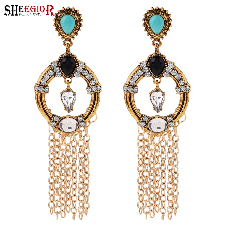 Женские винтажные серьги-гвоздики с кисточками в этническом стиле | Украшения и