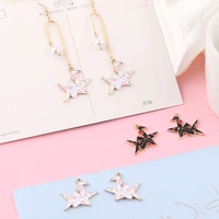 10pcs printed paper crane enamel charms lucky bird pendants diy bracelet earrings for women jewelry accessory 2122mm fx008