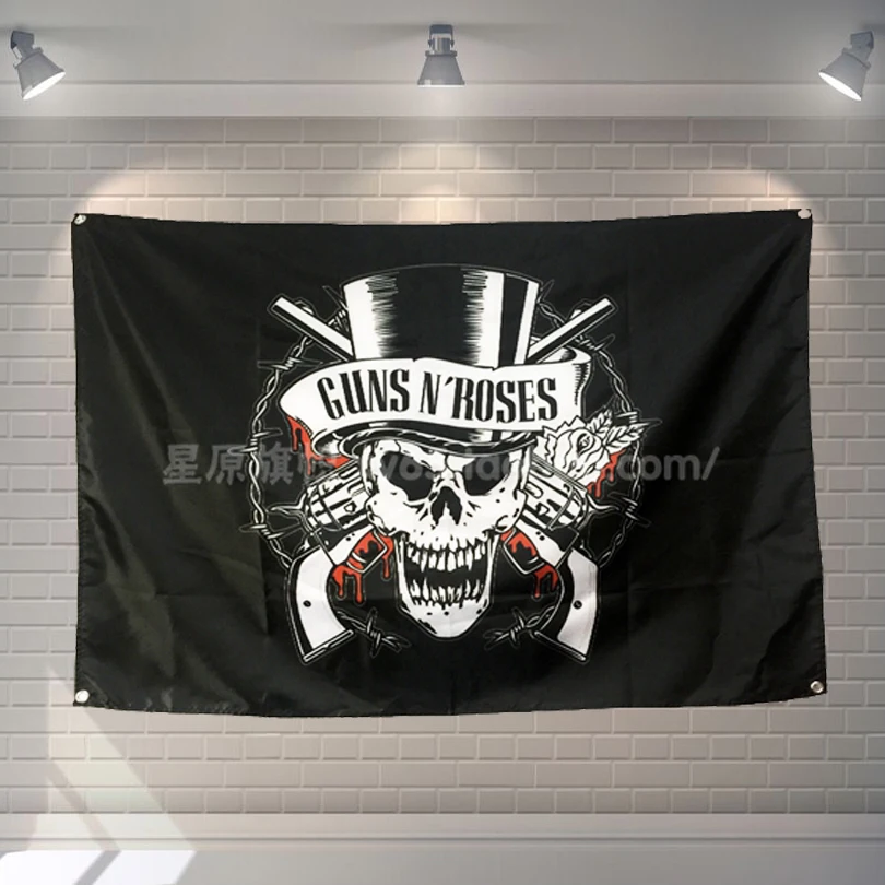 

Музыкальные баннеры «GUNS N'ROSES» из тяжелого металла, подвесной флаг, Настенная Наклейка для кафе, ресторана, локомотив, клуба, живой фон для ук...