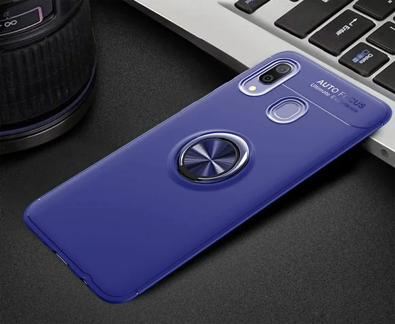Синий Чехол для samsung Galaxy A40S, роскошный мягкий силиконовый чехол для Galaxy A40S 40 S, чехол с кольцом на палец - Цвет: Синий