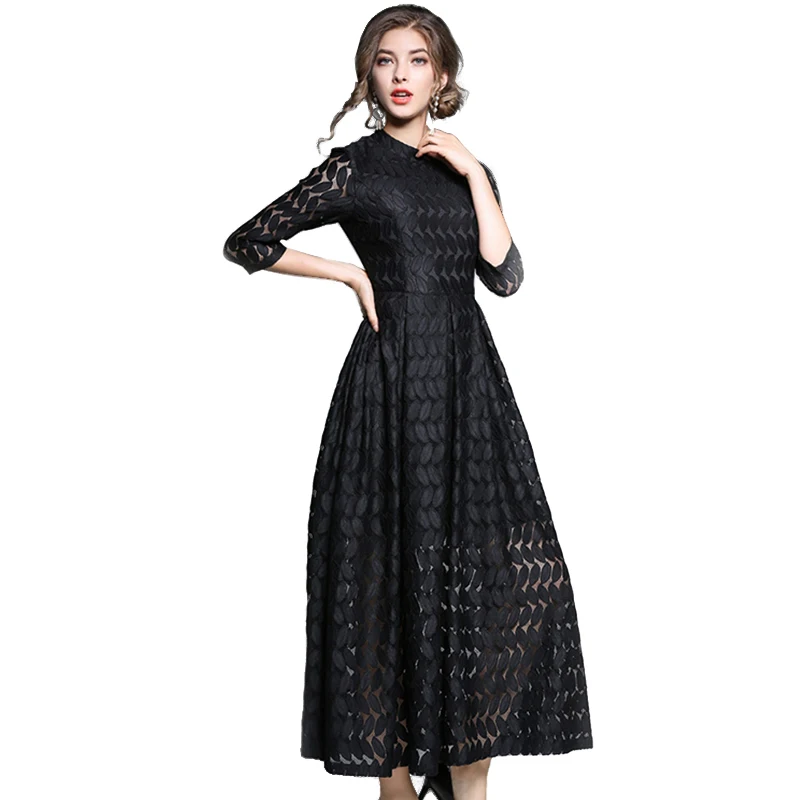 Trytree/летнее осеннее Повседневное платье рубашка кружевное полиэфирное