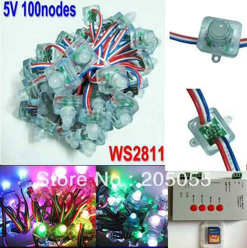 100 шт. 12 мм квадратный цифровой диффузионный модуль WS2811 RGB полноцветный